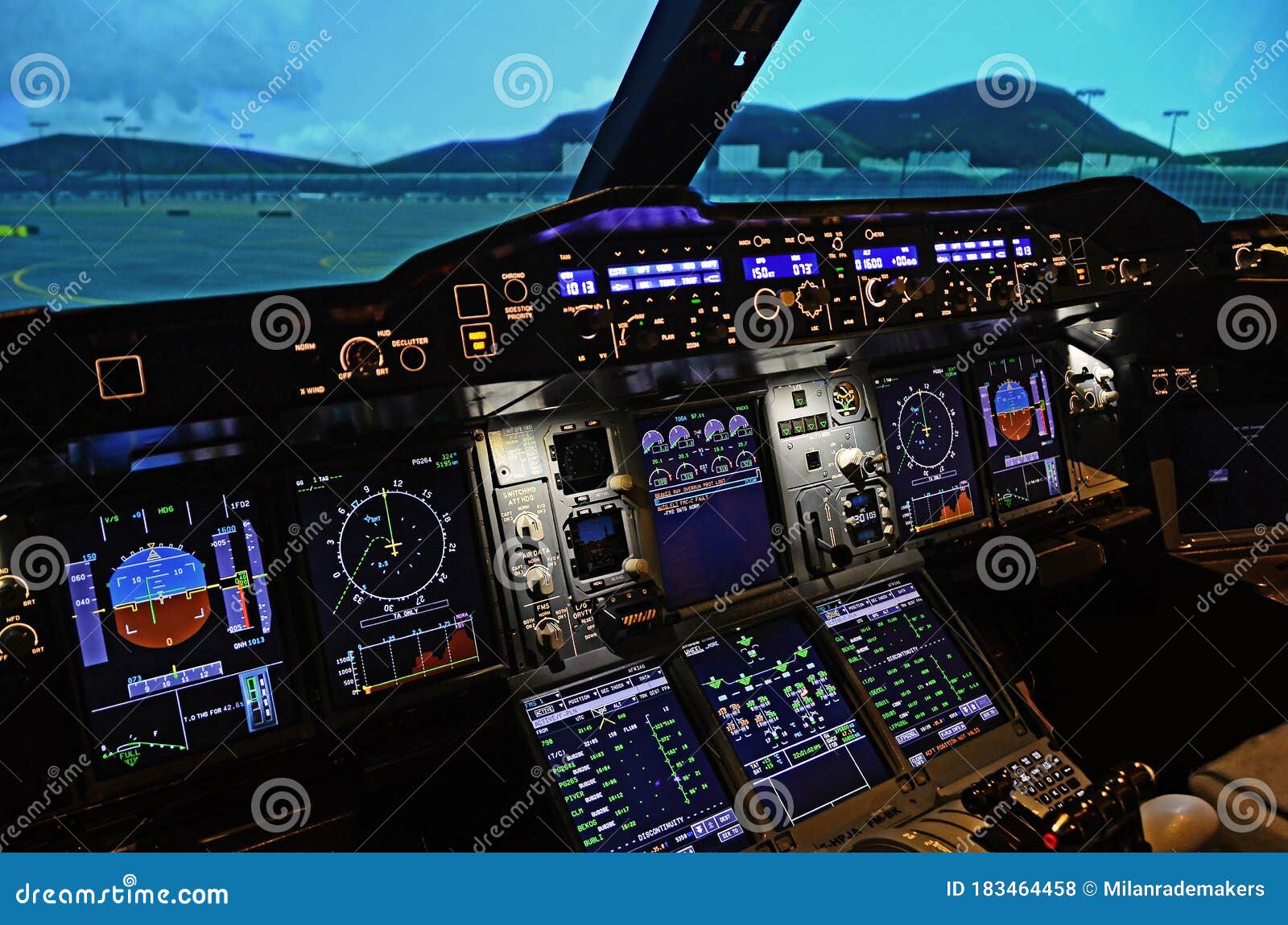 View of a Modern Airplane Cockpit. Airbus A380 Cockpit Editorial Stock  Photo - Image of captain, flightdeck: 183464458