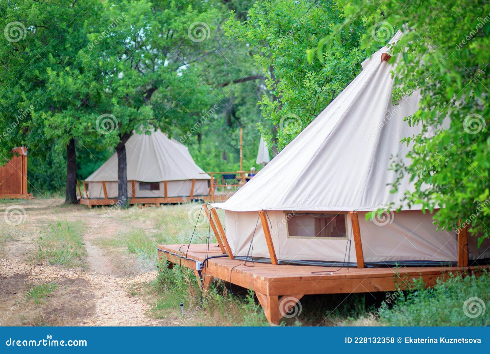 View of Camping Tents in the Glamping Area. Camping Tent with All the Amenities Stock - Image of sleep, vacation: 228132358