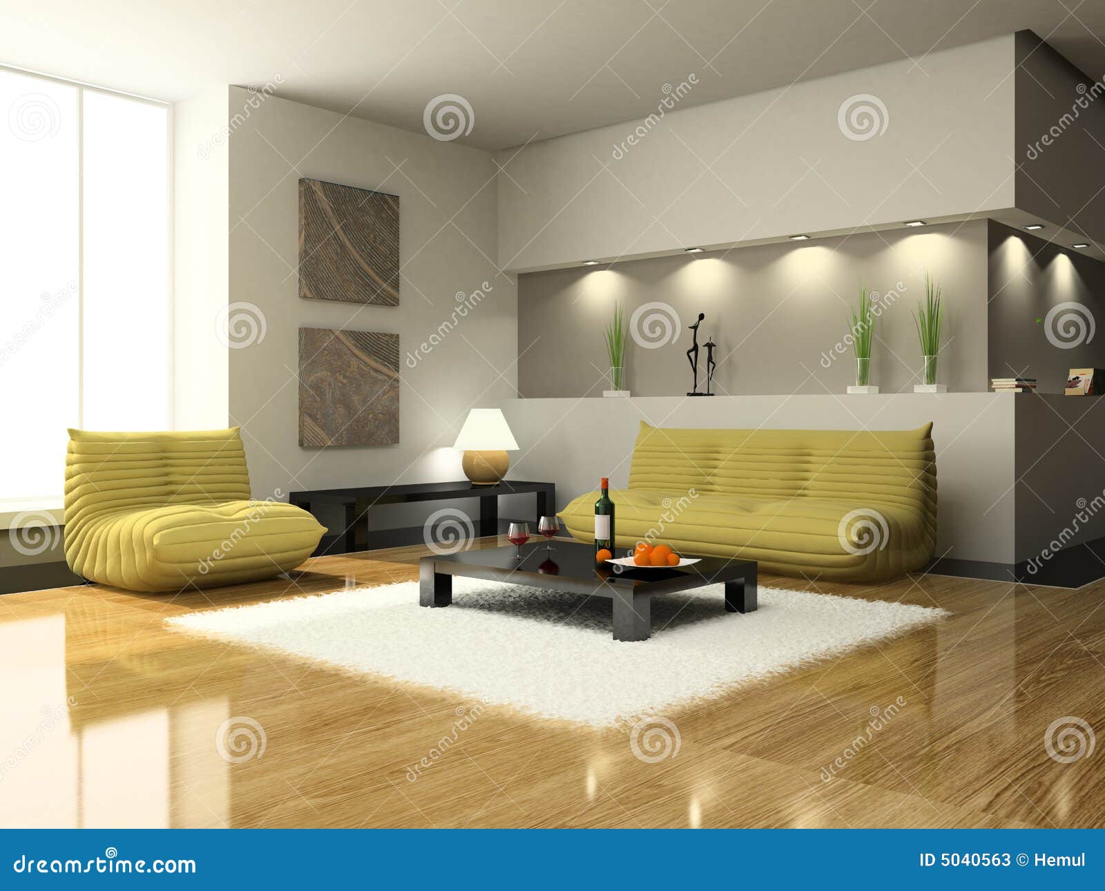 View on the Modern Living-room Stock Illustration - Illustration of ...