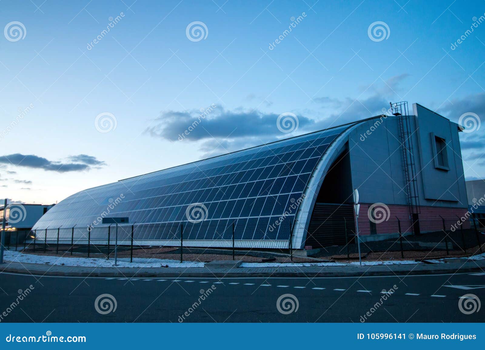 Modern solar warehouse stock image. Image of ecologic 105996141