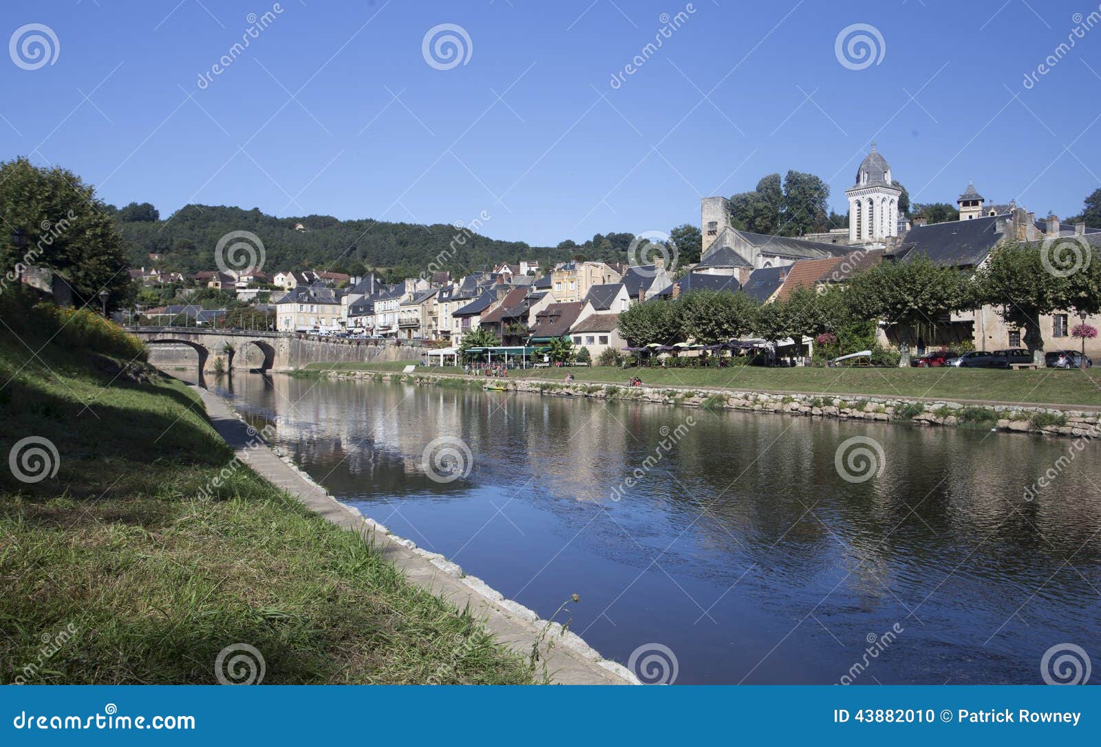 view of montignac from the south bank of the river