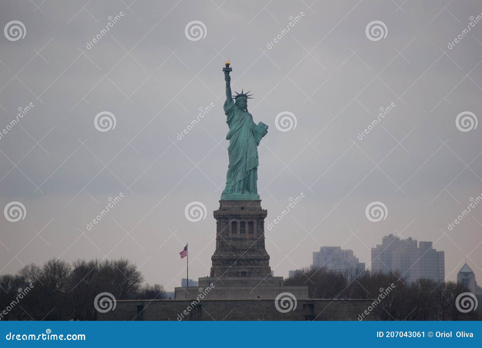 view of the most emblematic buildings and skyscrapers of manhattan (new york). statue of liberty