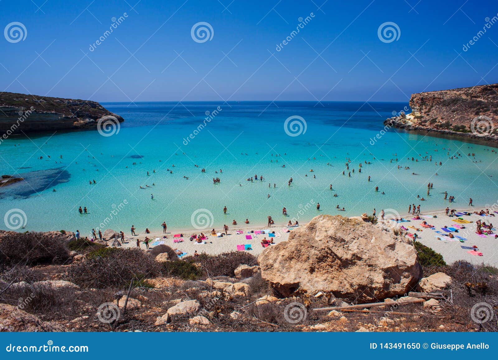 View of the Most Famous Sea Place of Lampedusa, Spiaggia Dei Conigli ...