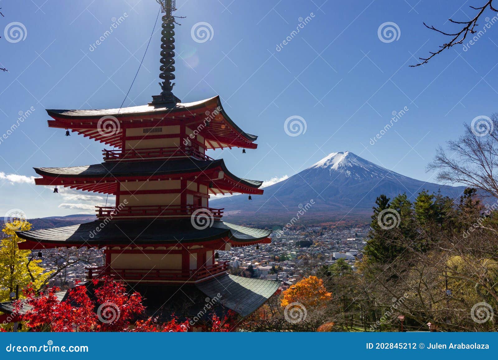 view of mountain fuji in autumn japon