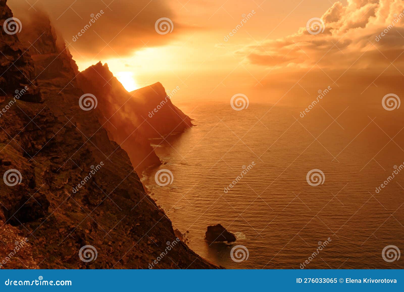 view on the mountains and hills of tamadaba on gran canaria at sunset, canary islands, spain