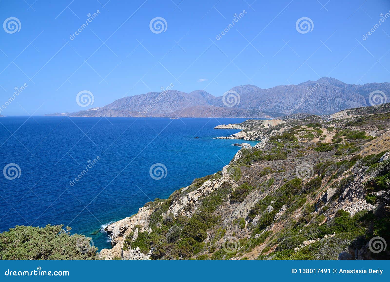 View of the Mountains and the Mediterranean Sea, Crete, Greece