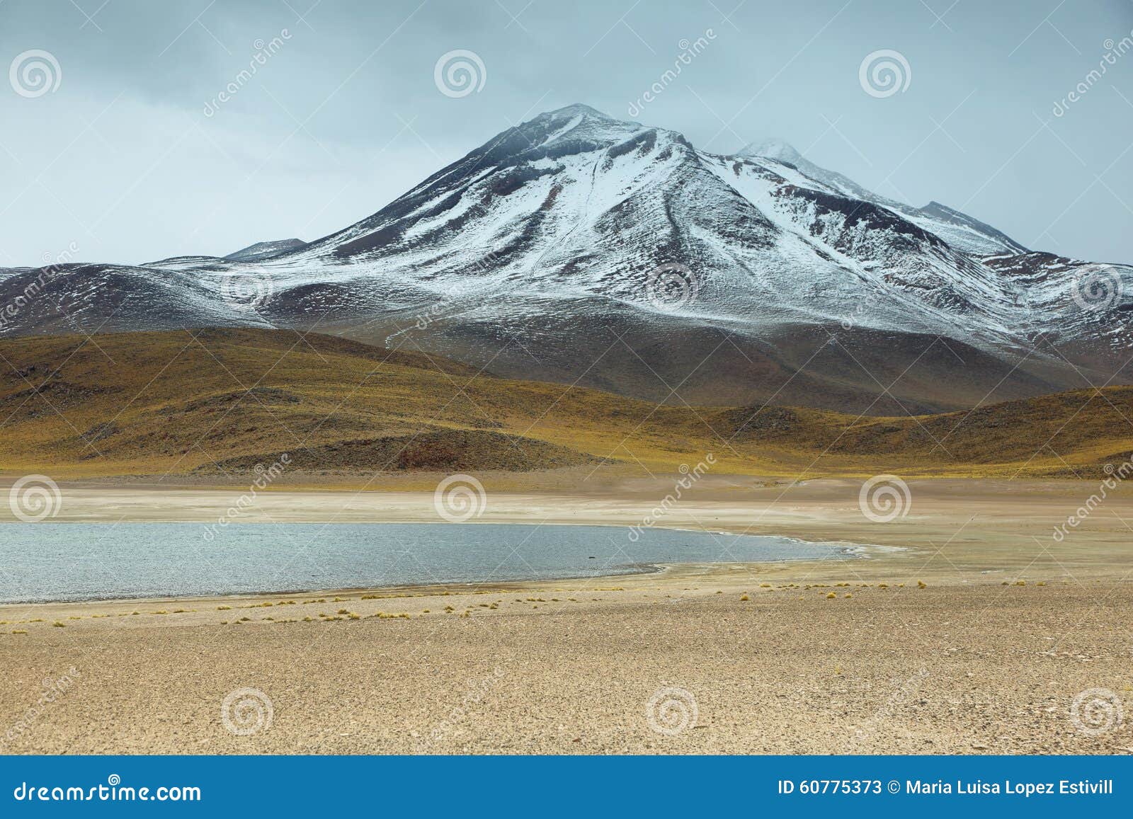 view of mountains and miscanti lagoon in sico pass