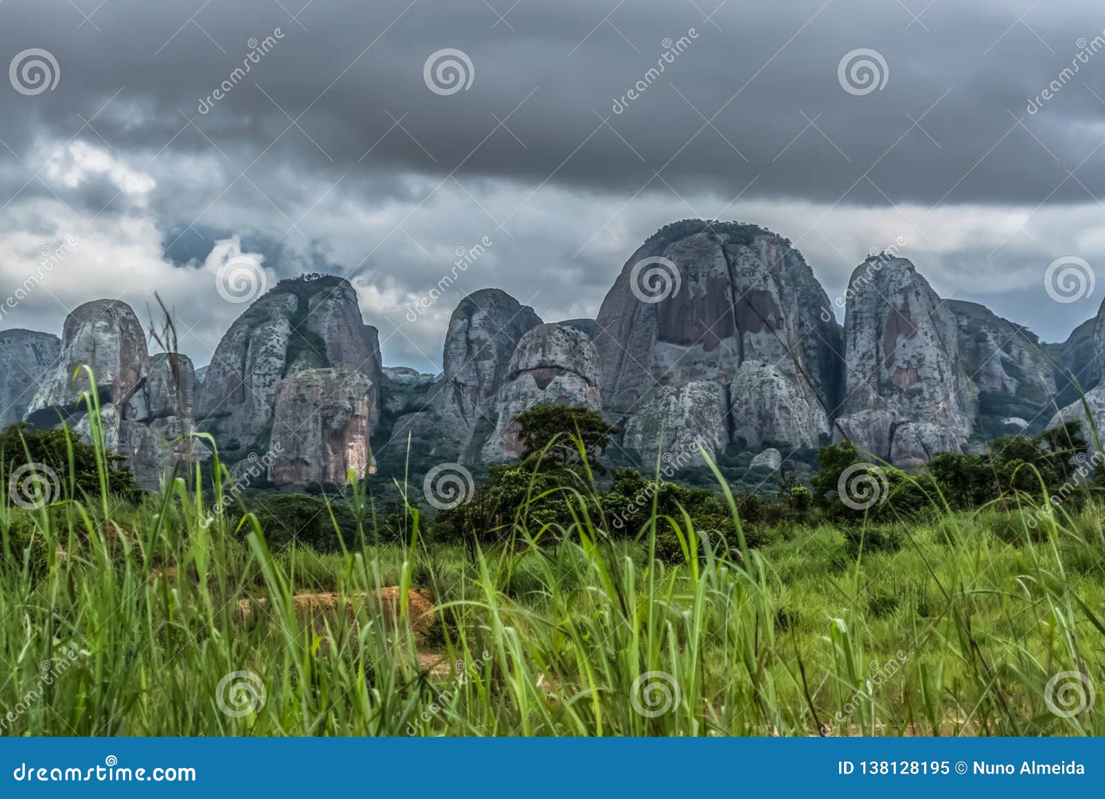 view at the mountains pungo andongo, pedras negras , black stones, huge geologic rock s