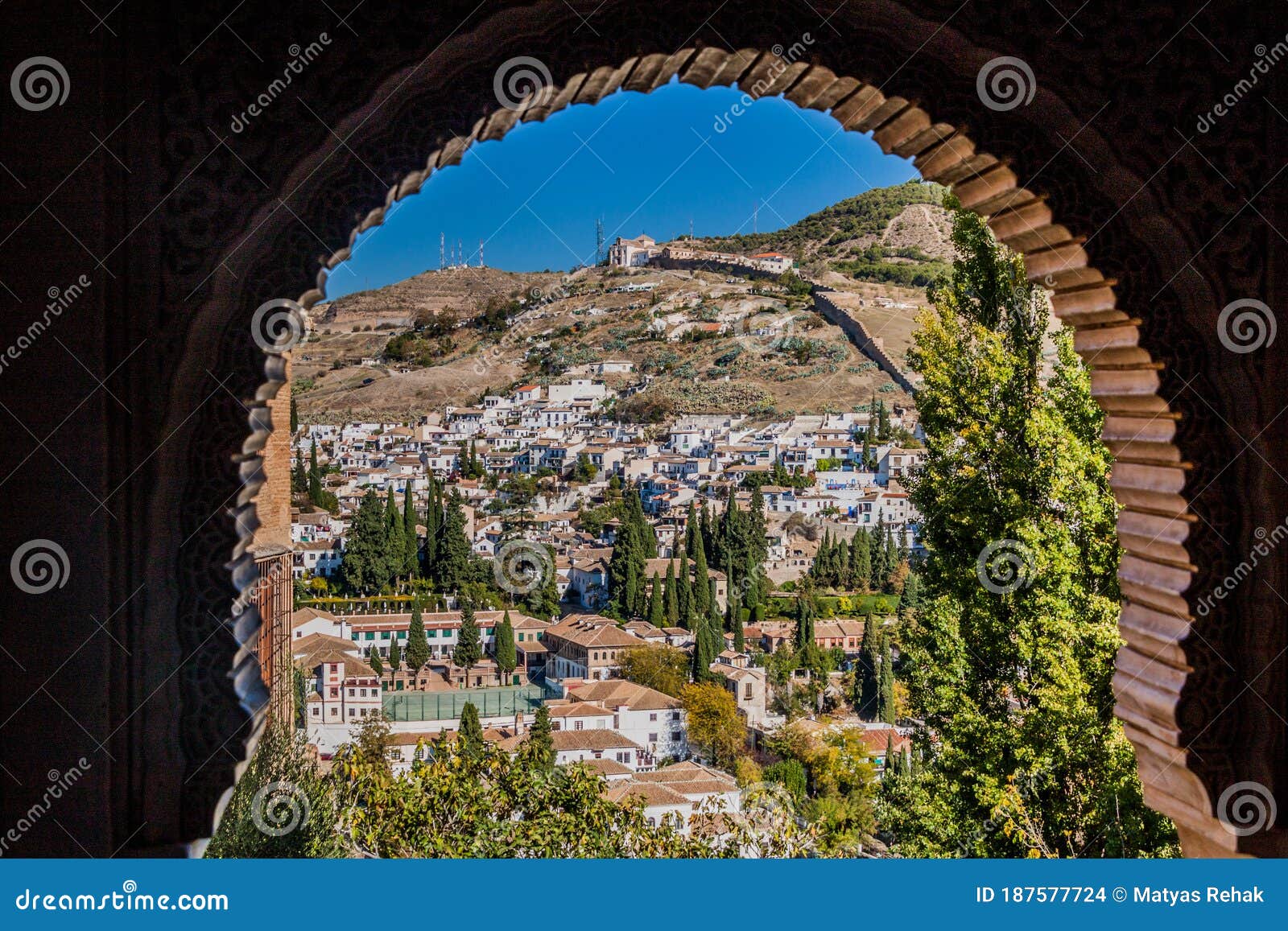 view from nasrid palaces (palacios nazaries) at alhambra in granada, spa
