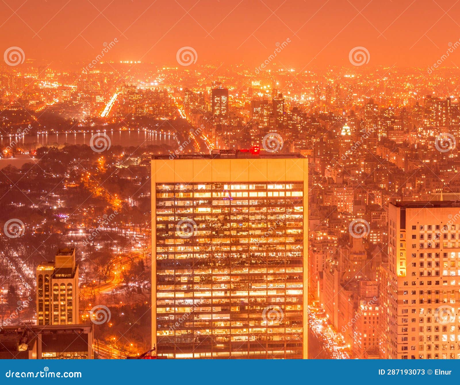 View of New York Manhattan during Sunset Hours Stock Image Image of
