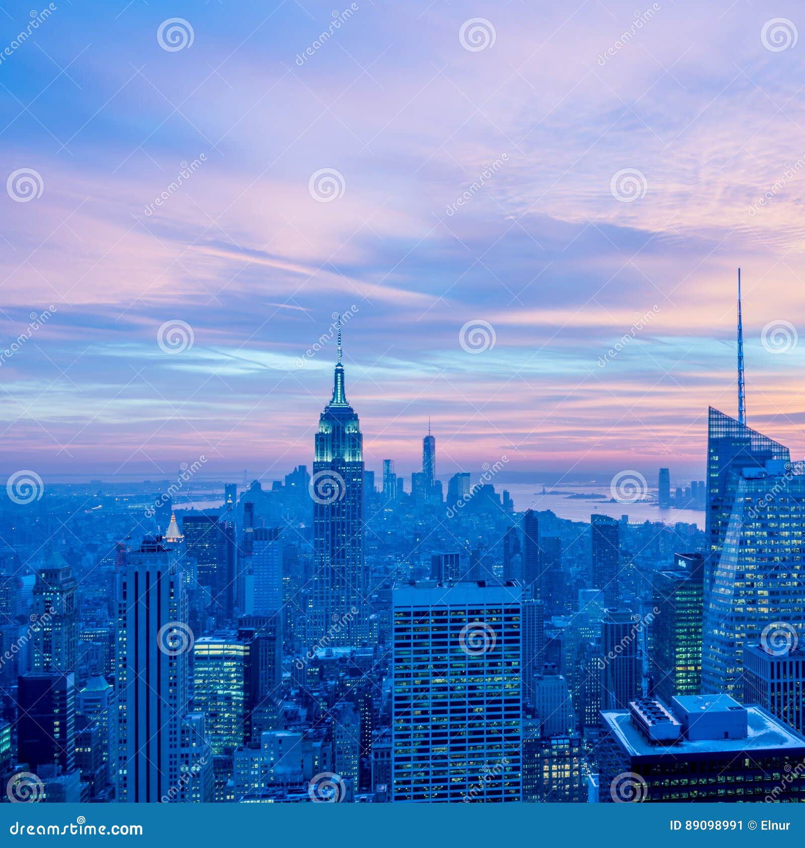 The View of New York Manhattan during Sunset Hours Stock Image Image
