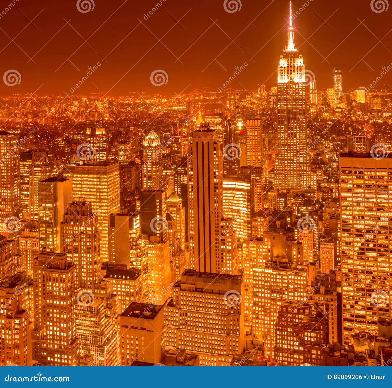 The View of New York Manhattan during Sunset Hours Stock Photo Image