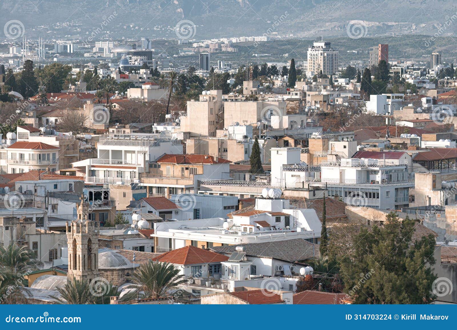 view of nicosia old town and buffer zone. cyprus