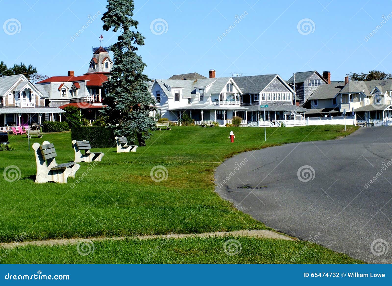 View of Oak Bluffs Waterfront Cottages Stock Photo Image of vineyard