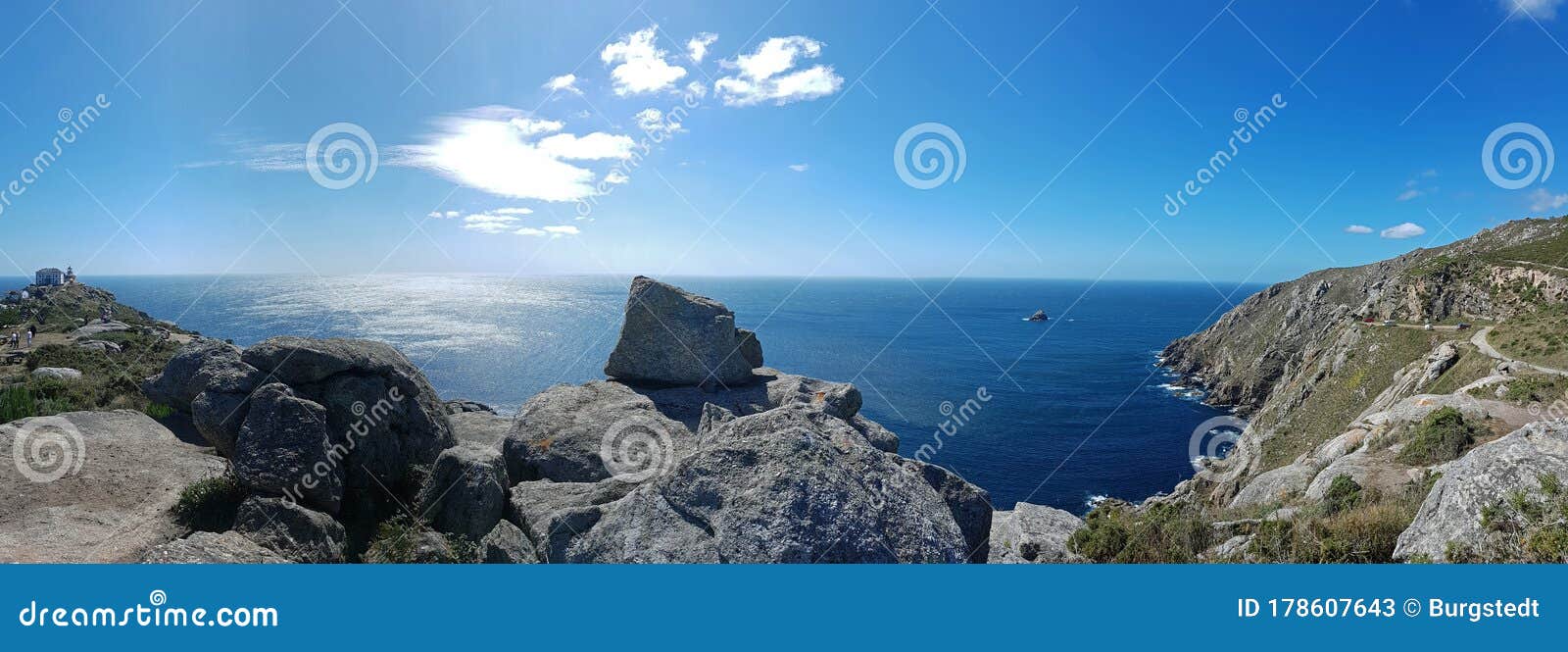 view of the atlantic ocean on a rocky coast in northern spain at cabo de finisterre