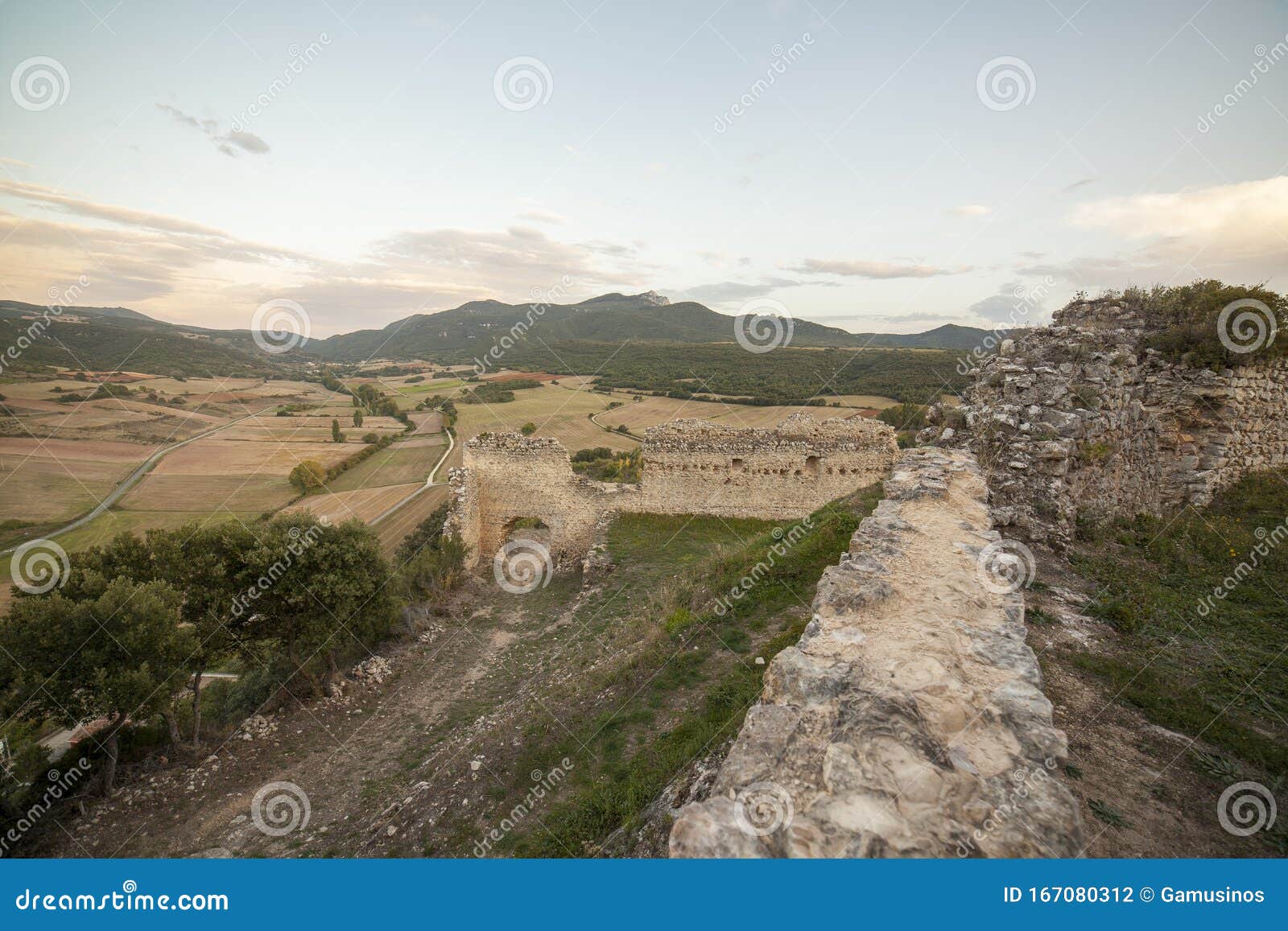 view from ocio castle, on de lanos mountain, ruins of a medieval castle