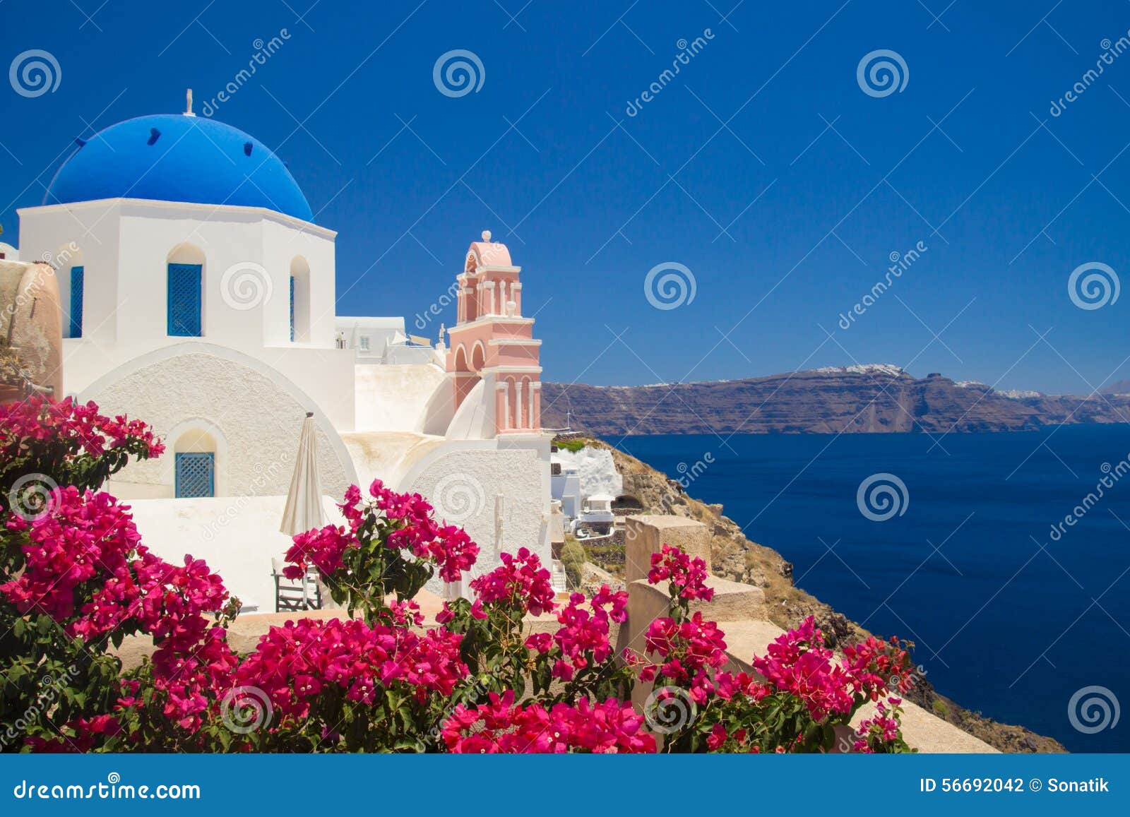 view of oia village. santorini, greece