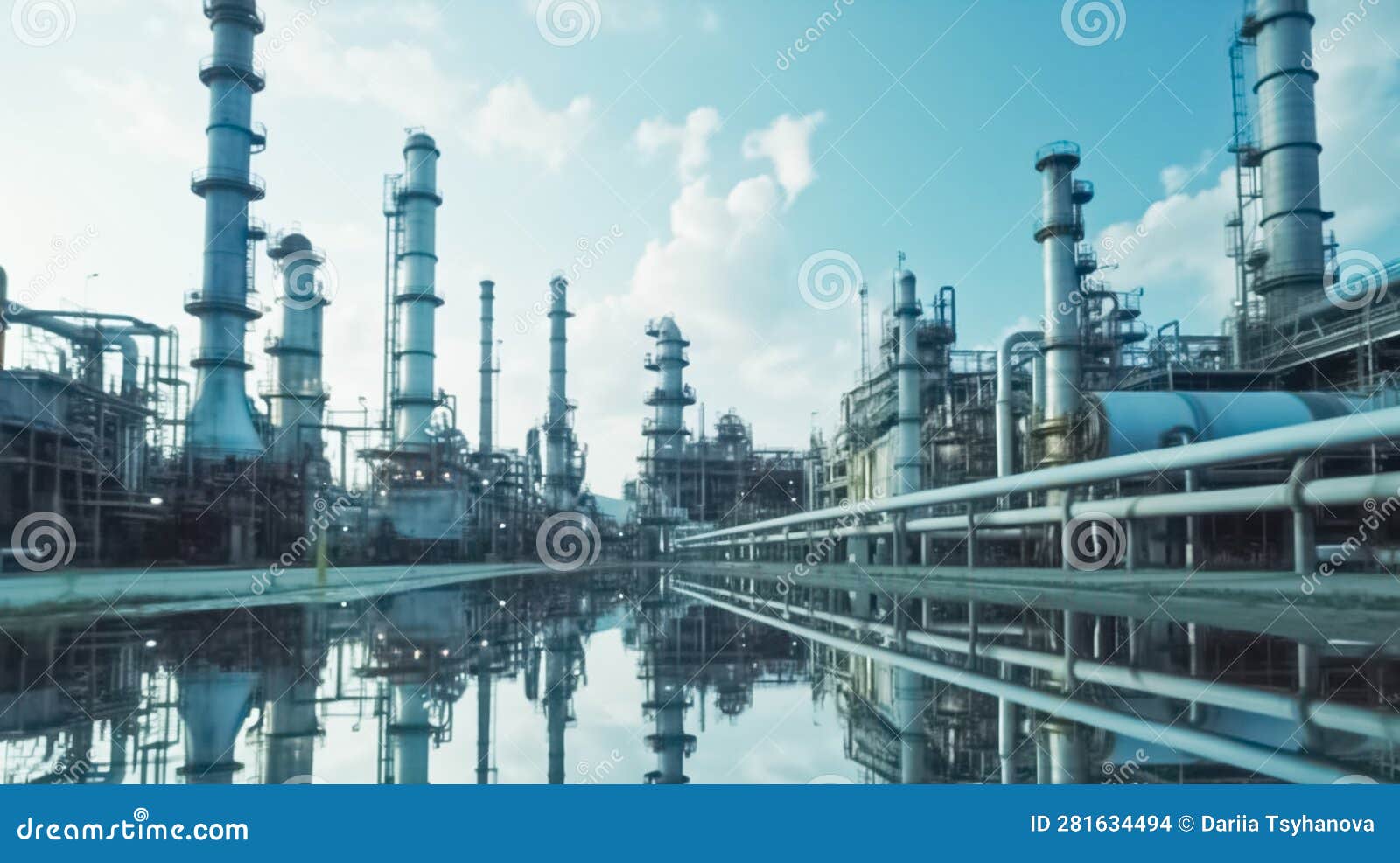 View of Oil and Gas Industry. Petrochemical Industry with Cloudy Sky