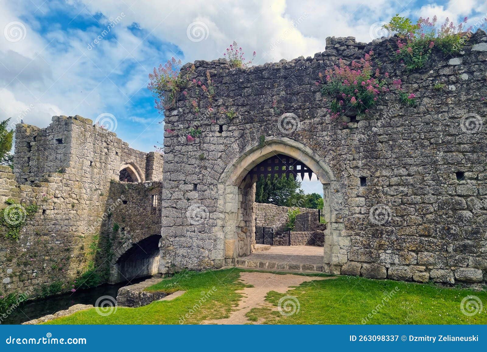 View of the Old Castle Walls and Gates. Stock Image Image of