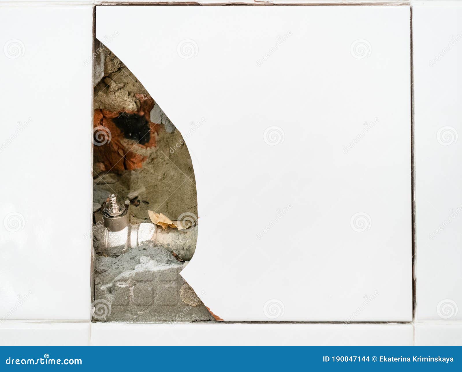 View of Old Closed Ball Valve through Broken Tile Stock Photo - Image ...