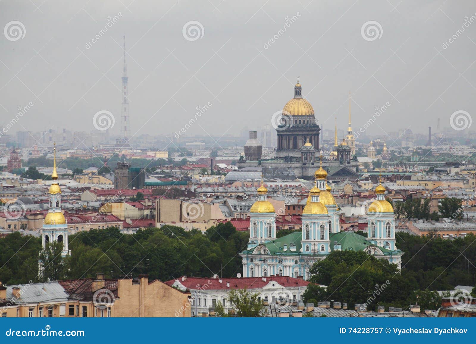 view of old european city from height of bird's flight. saint petersburg, russia, northern europe.