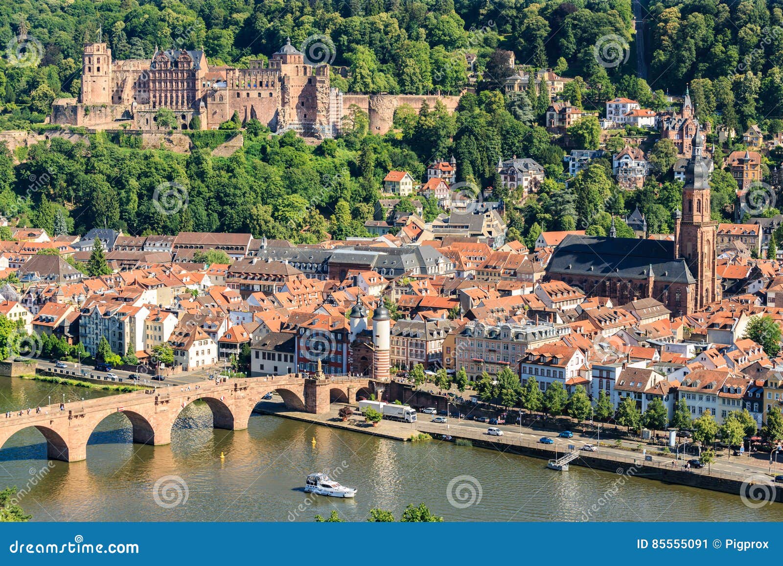 View of the Old Town of Heidelberg Stock Image - Image of burg, germany