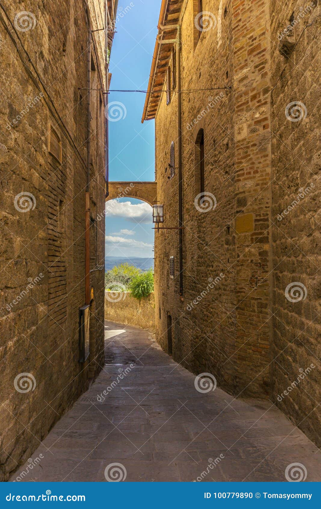 View through the Old Tuscany Street from Tuf Stone To Countryside Stock ...