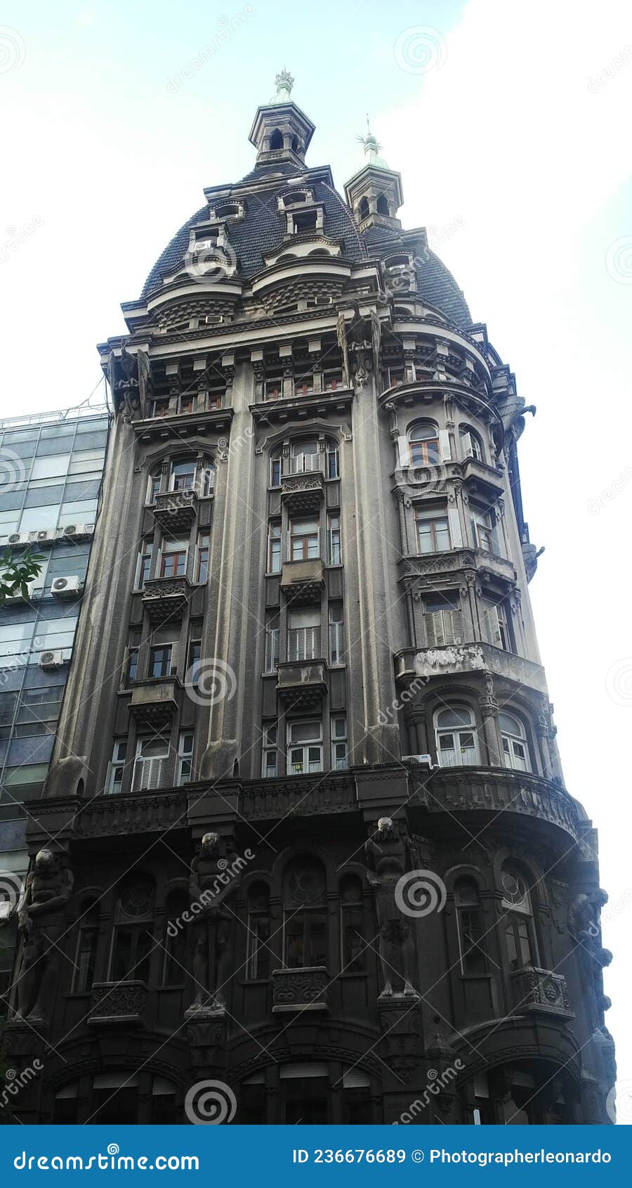 view of otto wulff building in german modenist style, on belgrano and peru avenues, buenos aires, argentina