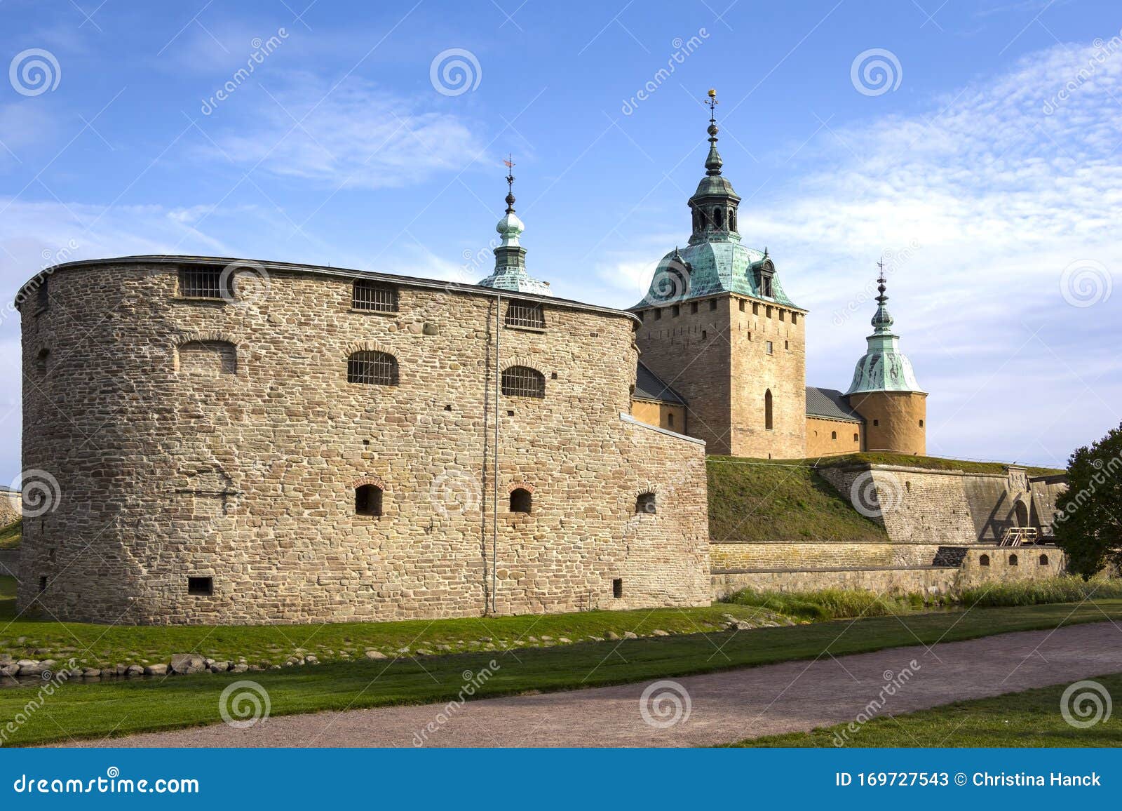View of the Outer Front of the Old Castle in Kalmar, Swedish Town Stock 