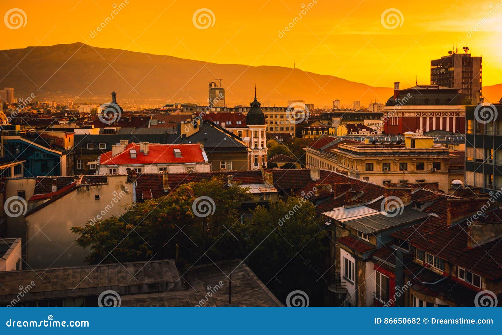 view over city centre in sofia bulgaria
