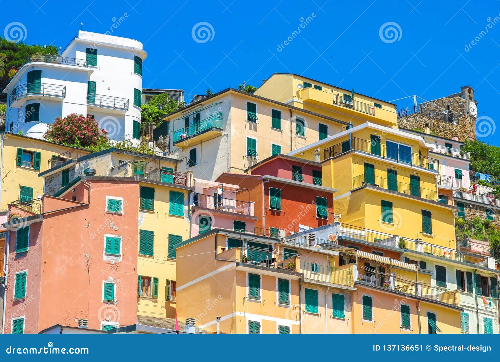 View Over the Colourful Houses of Cinque Terre Stock Image - Image of ...