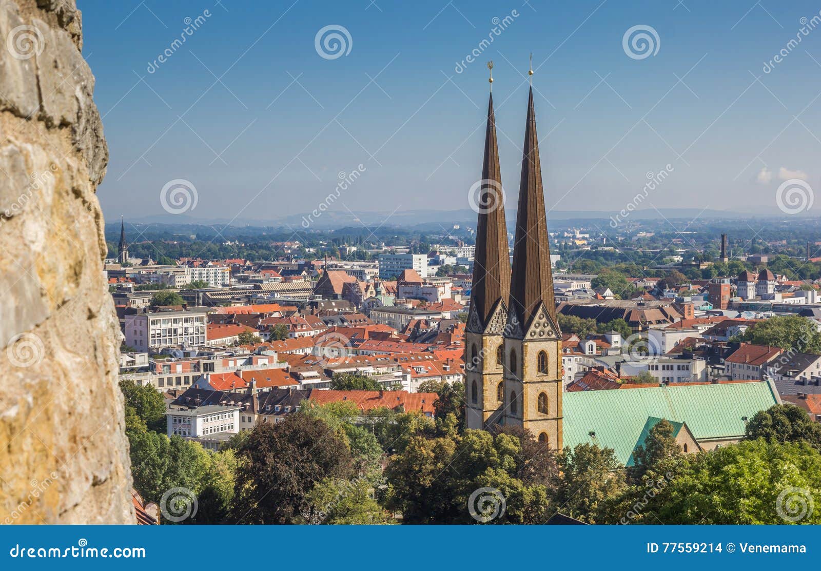 view over the marienkirche in the historical center of bielefeld