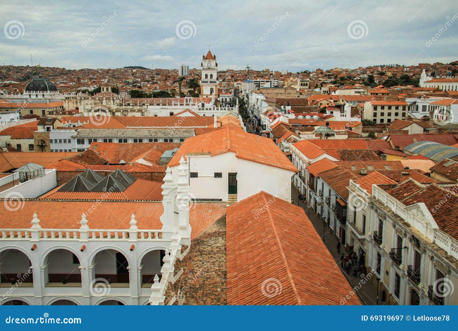 view over the rooftop of sucre, oropeza province, bolivia