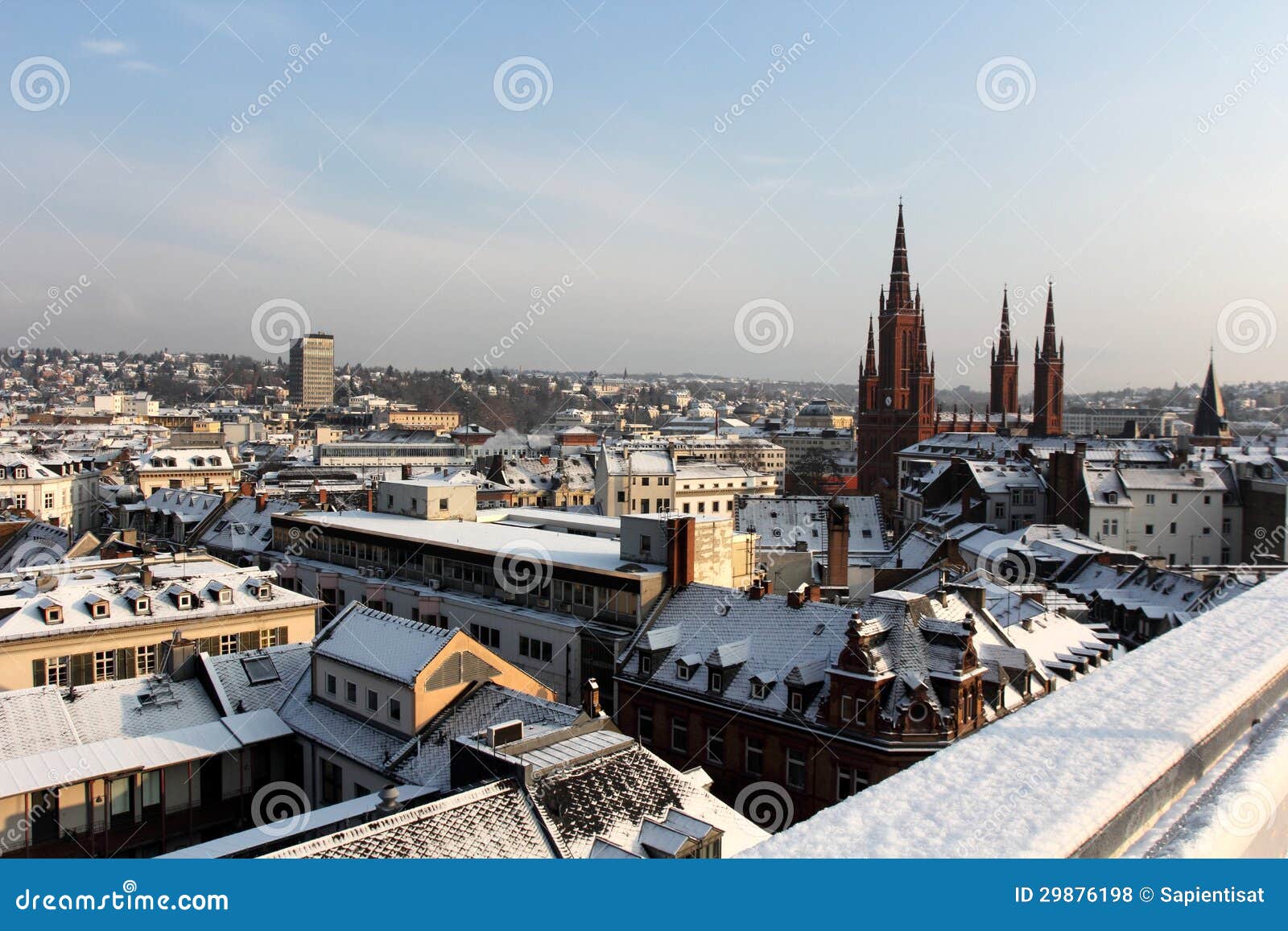 The view over Wiesbaden stock photo. Image of snow, city 29876198