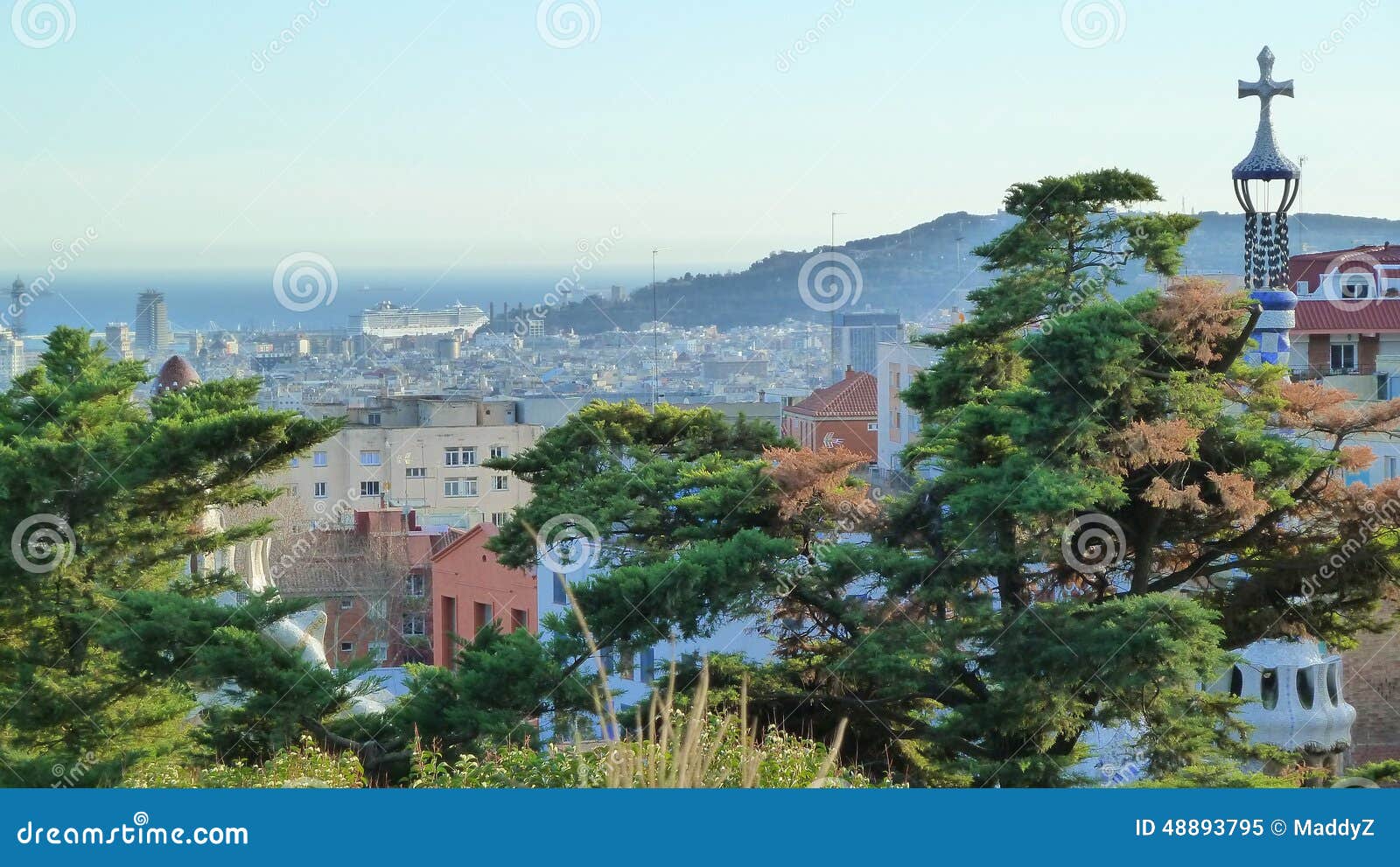 view from park guell in barcelona (spain)