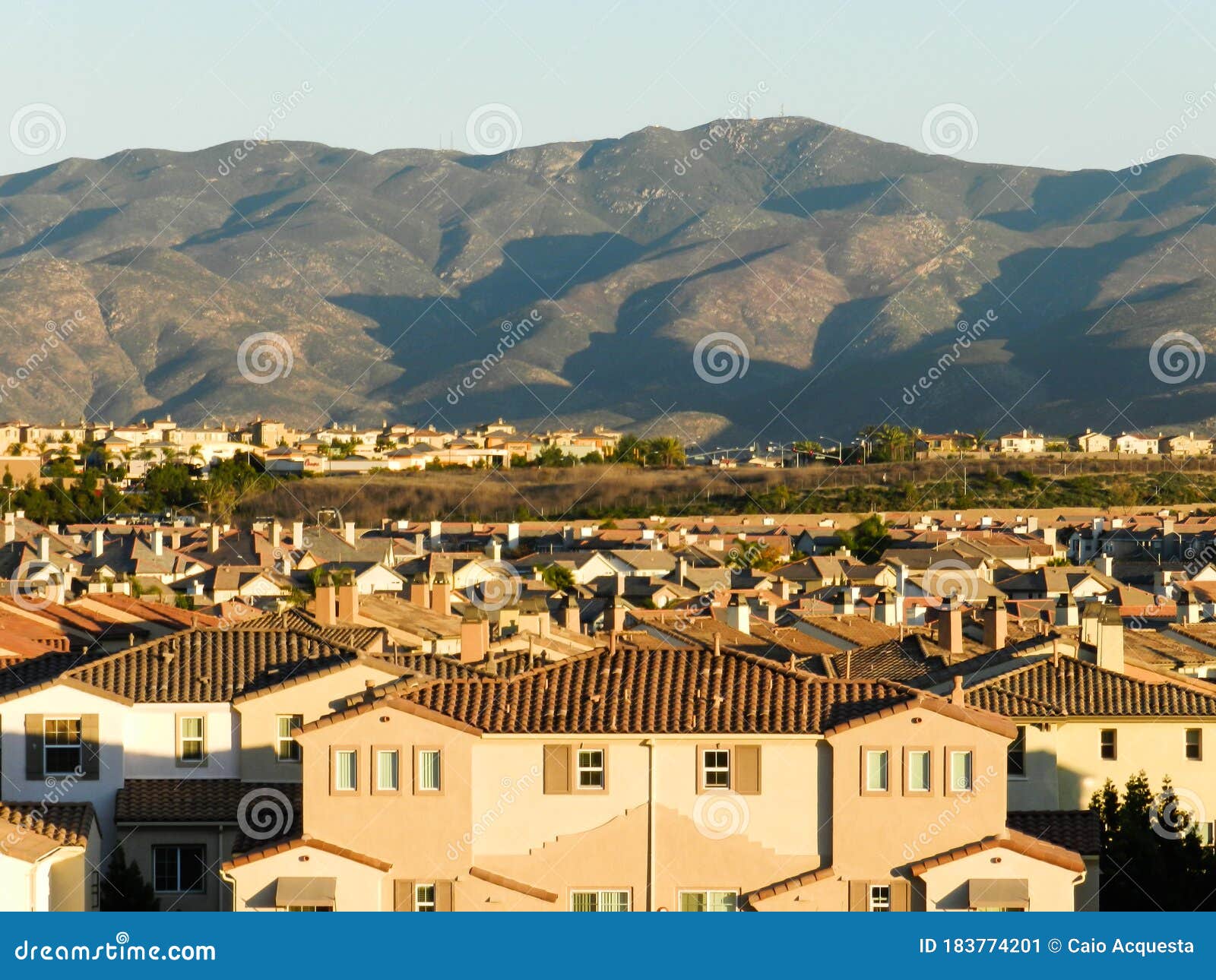 houses and the mountain, chula vista, california, usa