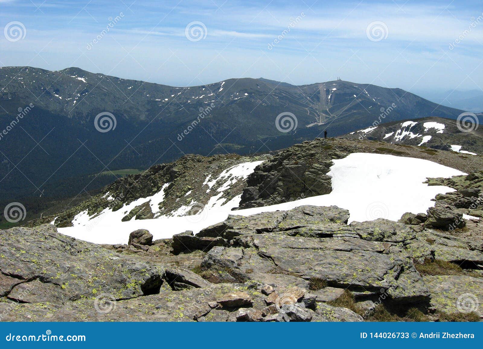 view from the penalara mountain, the highest peak in the mountain range of guadarrama near madrid, spain