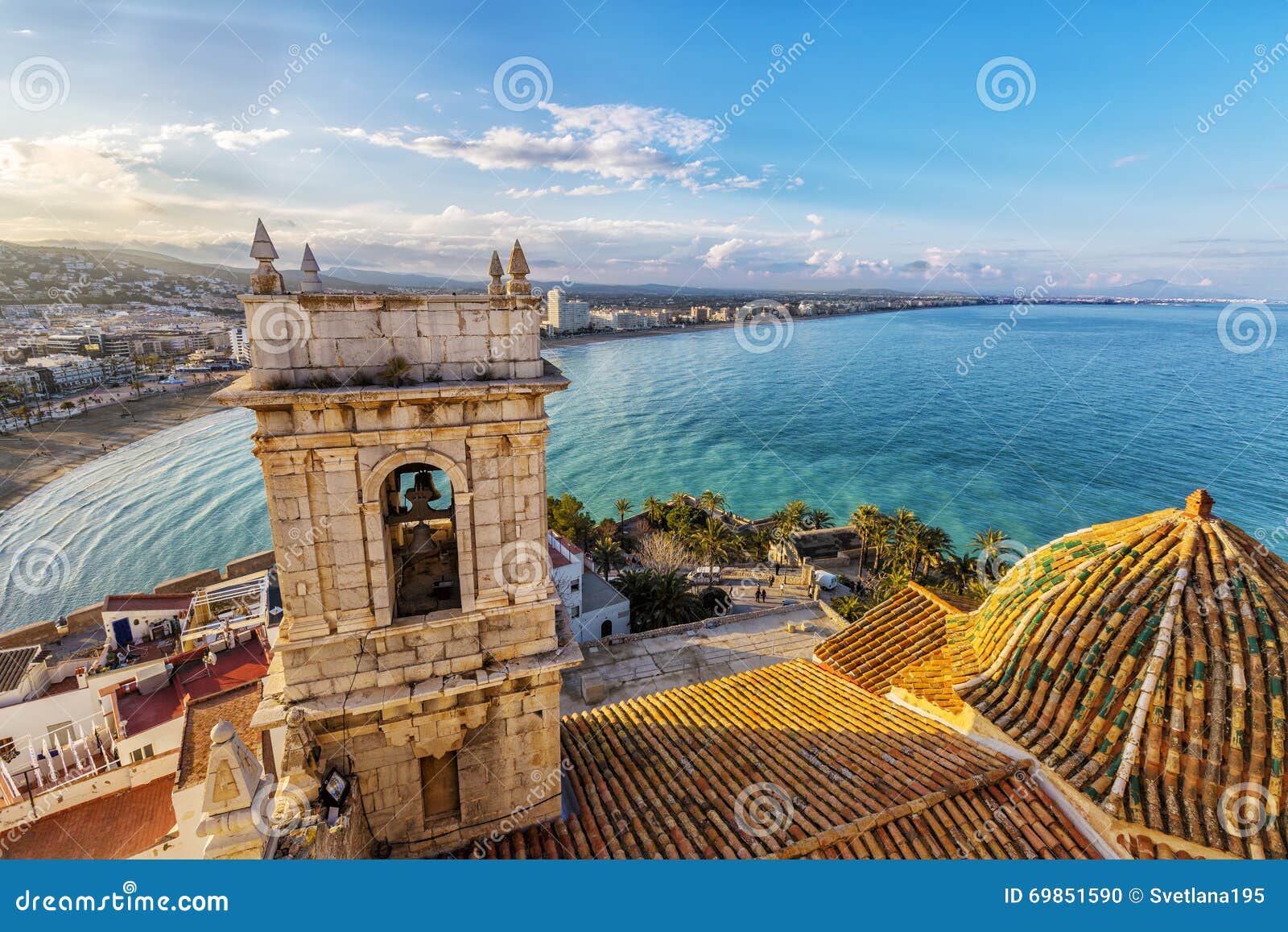 view on peniscola from the top of pope luna's castle , valenci