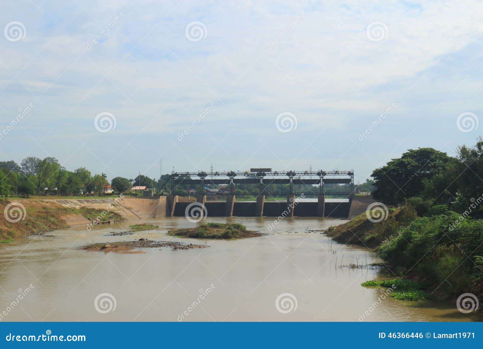 View for Phra Ram VI Dam stock photo. Image of water 46366446