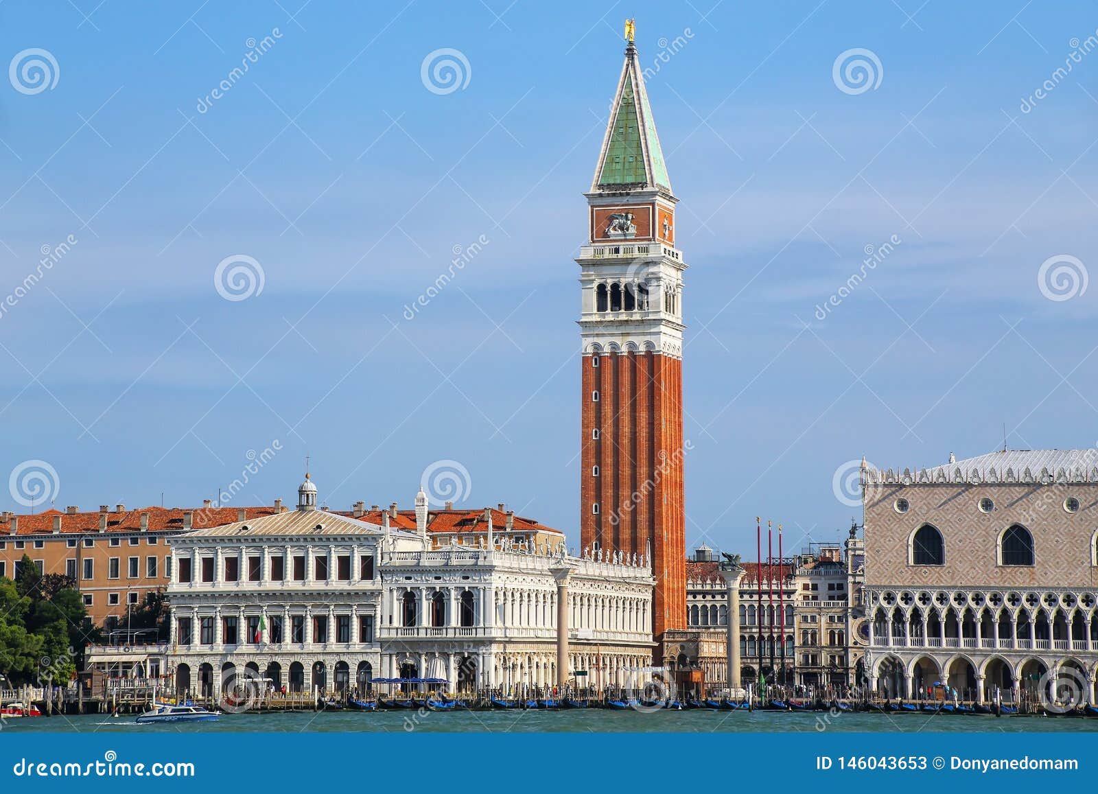 view of piazza san marco with campanile, palazzo ducale and biblioteca in venice, italy