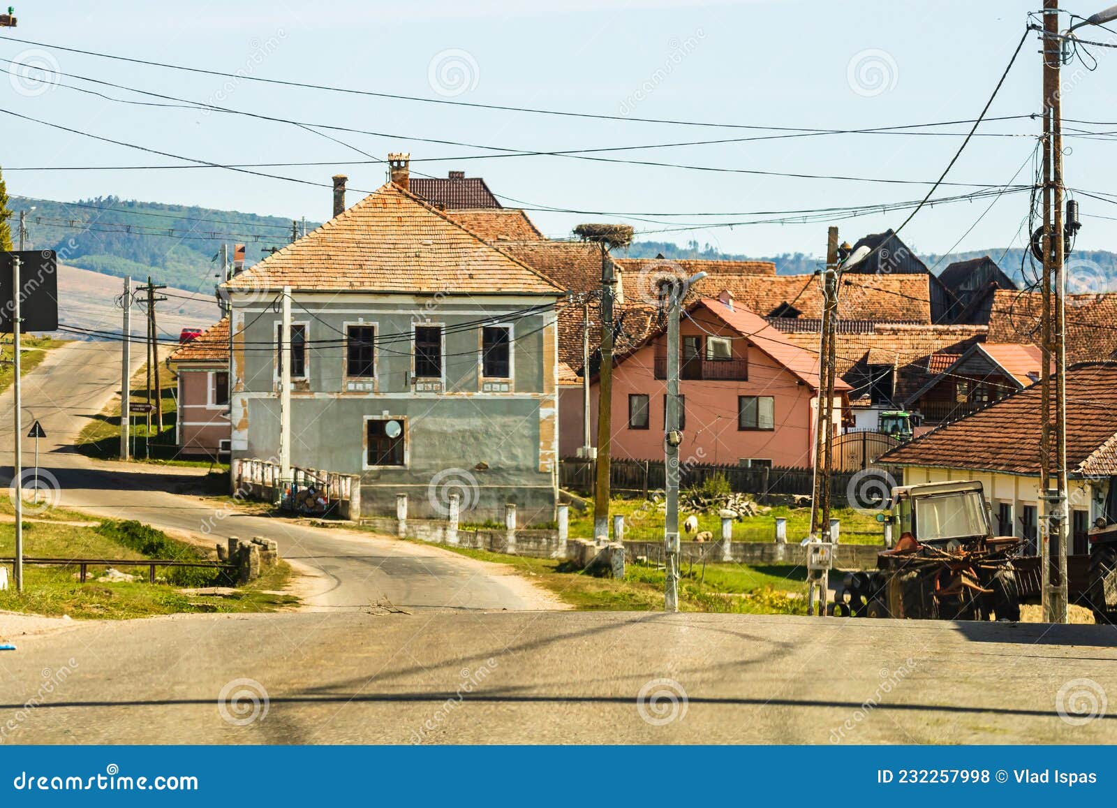 View of Picturesque Village Viscri in Romania. Painted Traditional Old ...