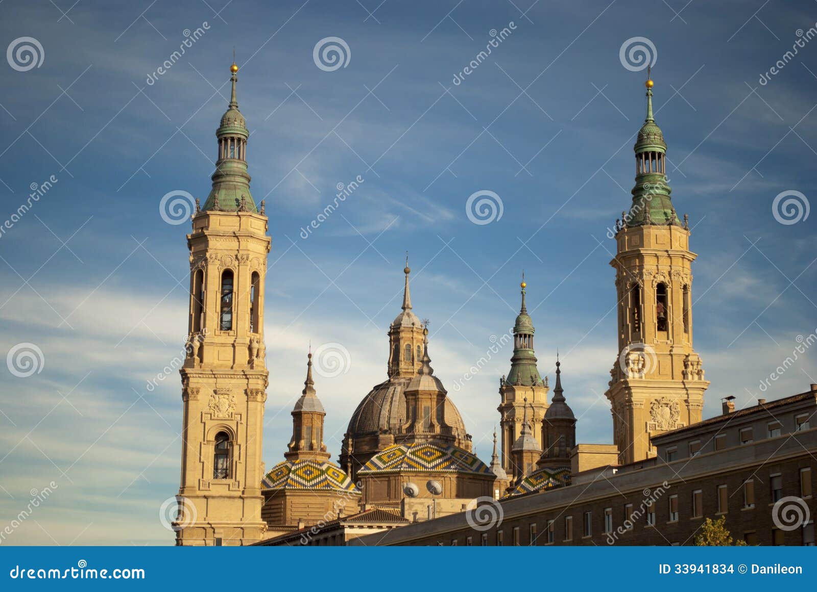 View Of Pilar's Cathedral In Saragossa, Spain Stock Photo - Image of blue, aragon ...
