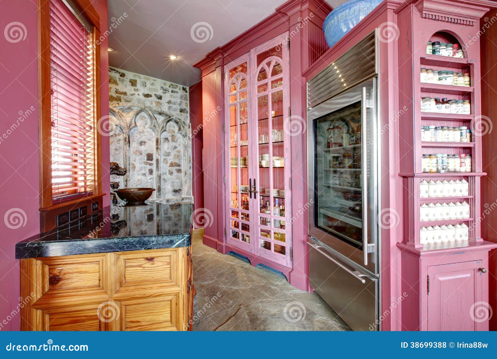 View Of Pink Storage Built Ins Stock Photo Image Of Cabinet