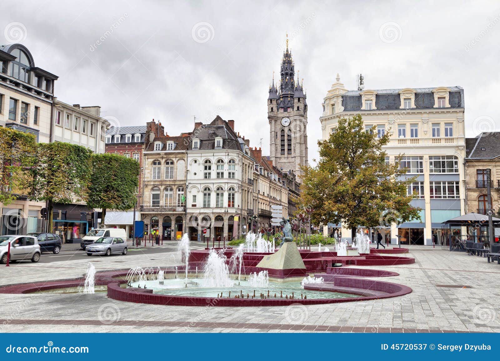 view from place d'armes square on belfry of douai