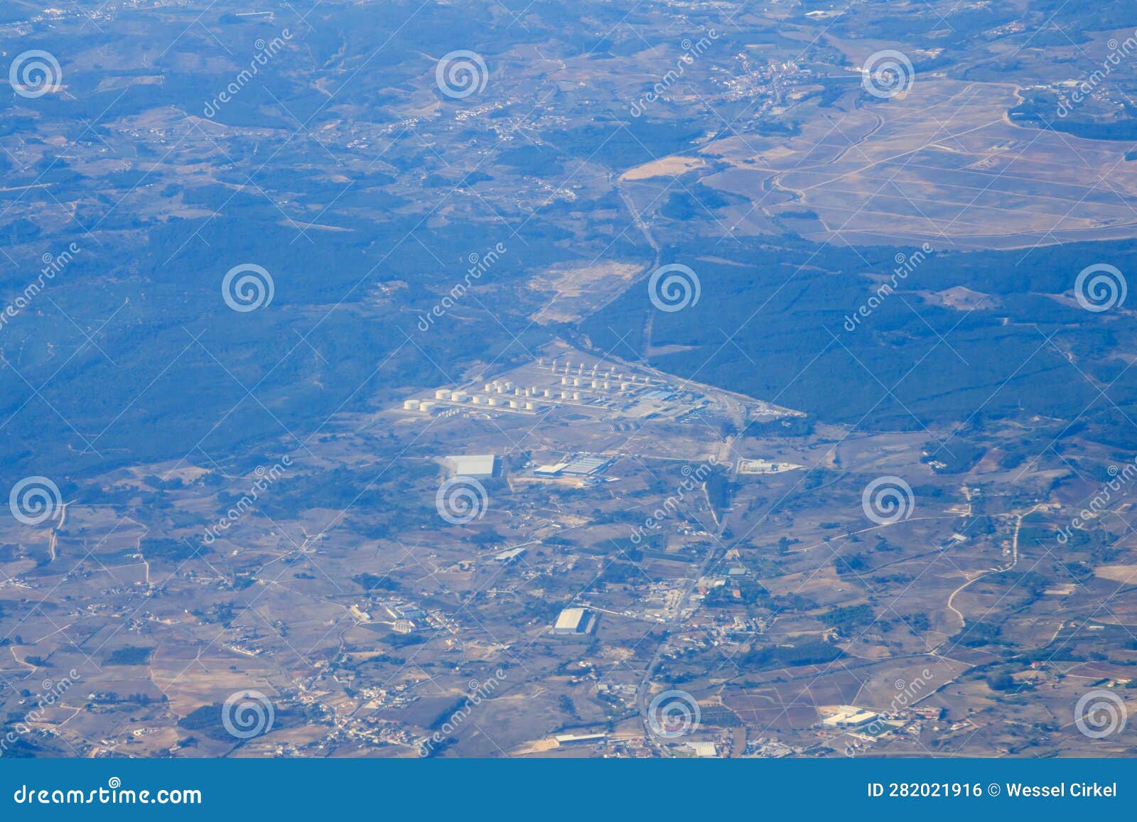 view from plane upon the surroundings of lisbon airport, portugal