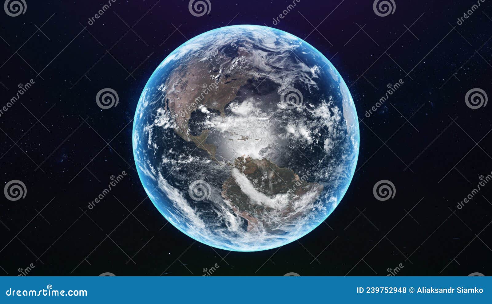 View Of The Planet Earth World Globe From Space In A Star Field