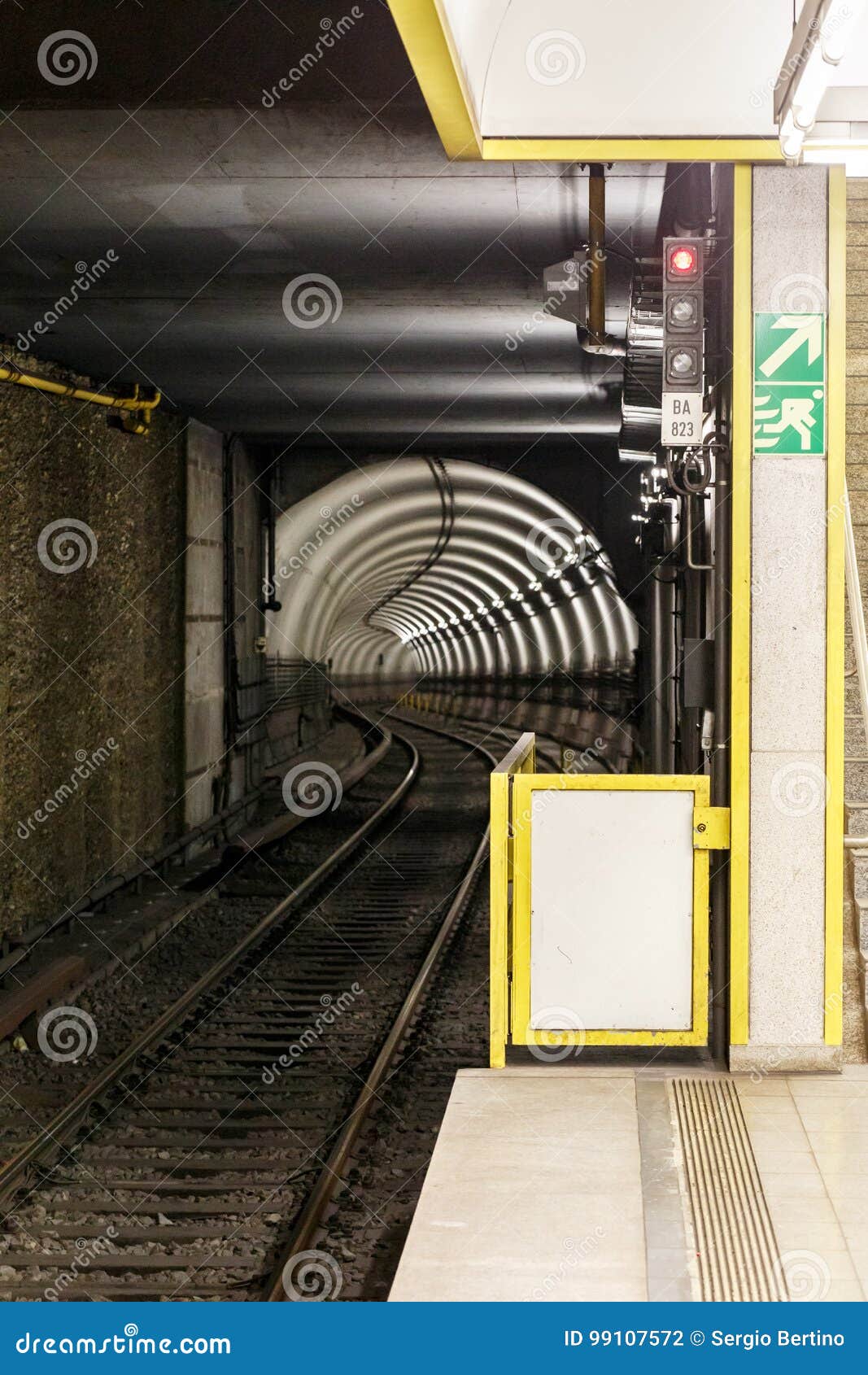 View From A Platform Of A Covered Rail Track Stock Photo