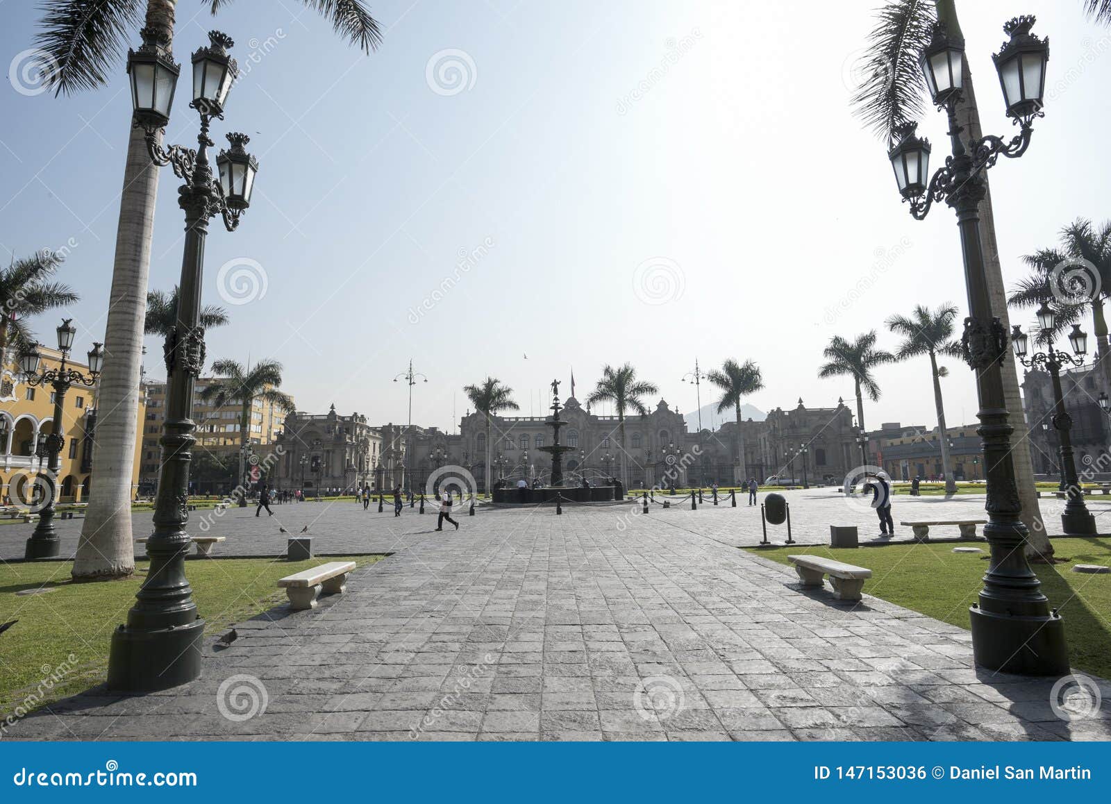 view of the plaza mayor of lima. peru, historic city.