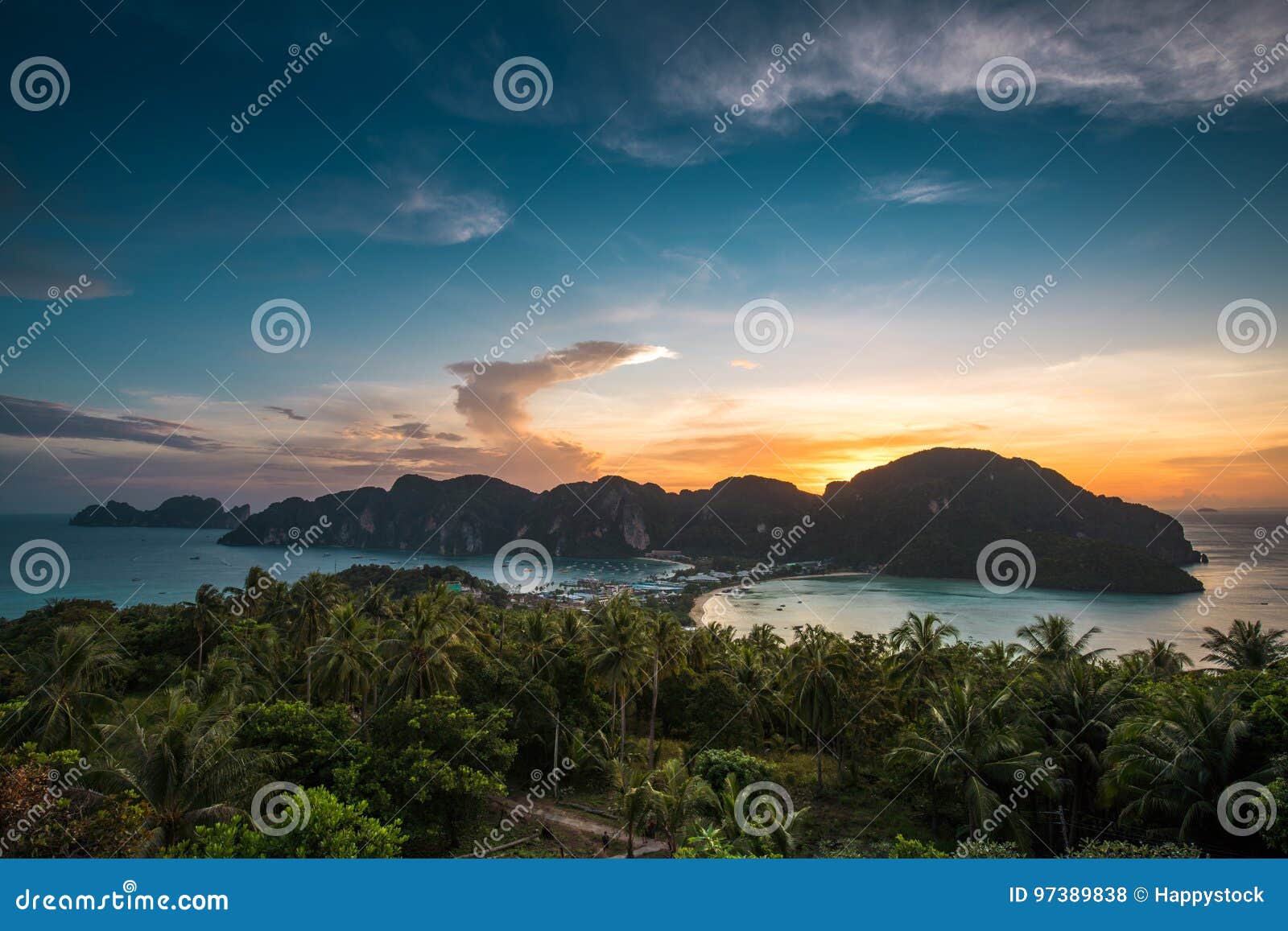 View Point of Phi Phi Island at Sunset Time, Krabi, Thailand Photo - Image point, 97389838