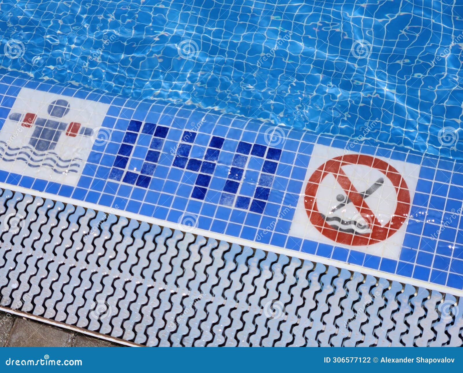 A View of the Pool Edge with Specified Depth for Safe Swimming and a